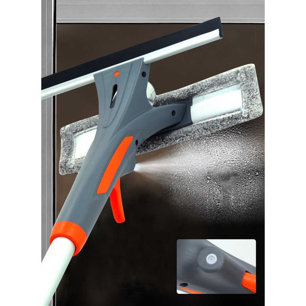 Cây lau kính thông minh cán dài 1,75m tặng kèm bông dự phòng - Chổi lau kính có bình sịt tự động đa năng