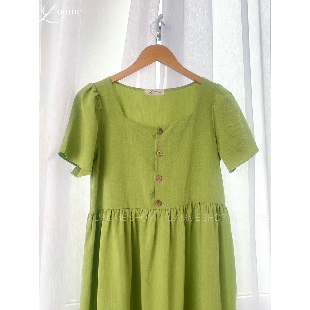 Váy bầu đẹp Bella Dress chất đũi mềm mát, dáng suông phù hợp mọi vóc dáng, có cúc tháo rời by LAMME