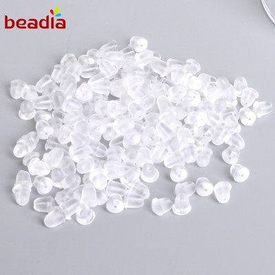 Set 100 nút chặn bông tai Beadia bằng cao su mềm trong suốt