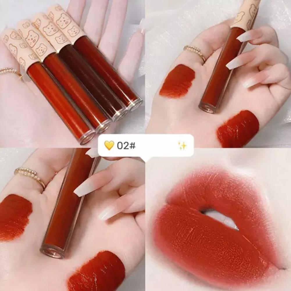 Set 4 Son Kem Lì Mịn Mượt Như Nhung Không Bết Dính Và Không Khô Môi 4 Màu Tùy Chọn I3K3