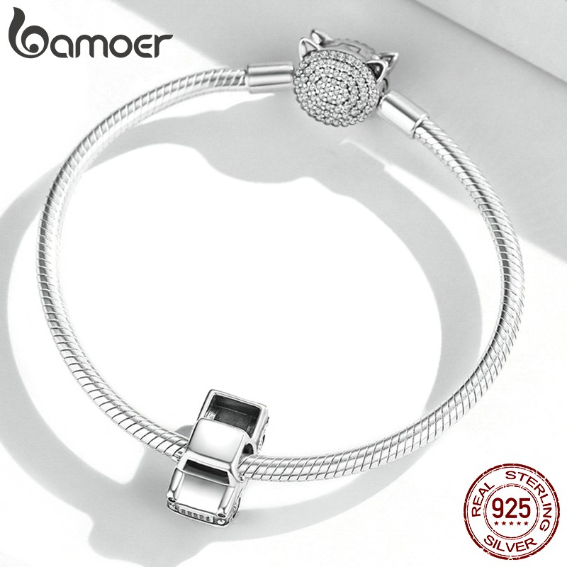 Hạt xỏ trang sức Bamoer BSC531 bằng bạc 925 hình chiếc xe tải thời trang thích hợp làm vòng tay DIY