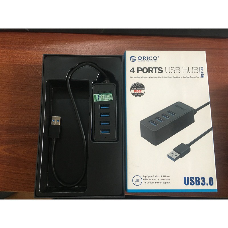 Bộ Chia 4 cổng USB 3.0 - Hub USB 3.0 ORICO W5P-U3 30CM Có Nguồn Phụ