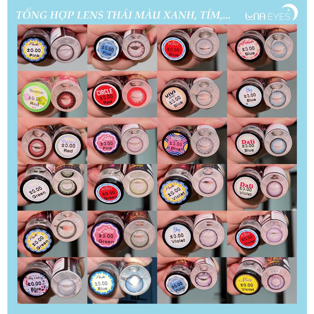 TỔNG HỢP Lens GREEN/BLUE 0 độ THÁI LAN (Made in Korea)