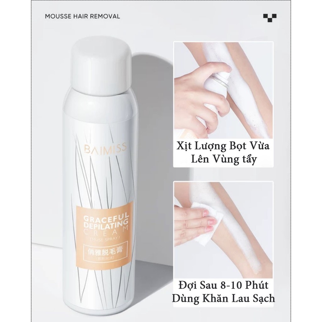 MOUSSE TẨY LÔNG NHANH CHÓNG DƯỠNG DA HIỆU QUẢ SẠCH SẼ BAIMISS 120g BMYR59 | BigBuy360 - bigbuy360.vn