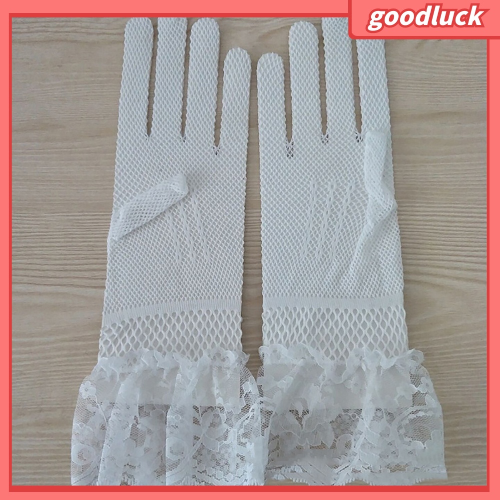 Găng tay cô dâu dạng lưới phối nơ xinh xắn