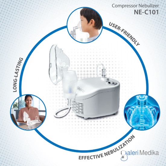 Máy Xông Mũi Họng Omron NE-C101 + Tặng Đèn Lấy Ráy Tai Cho Bé