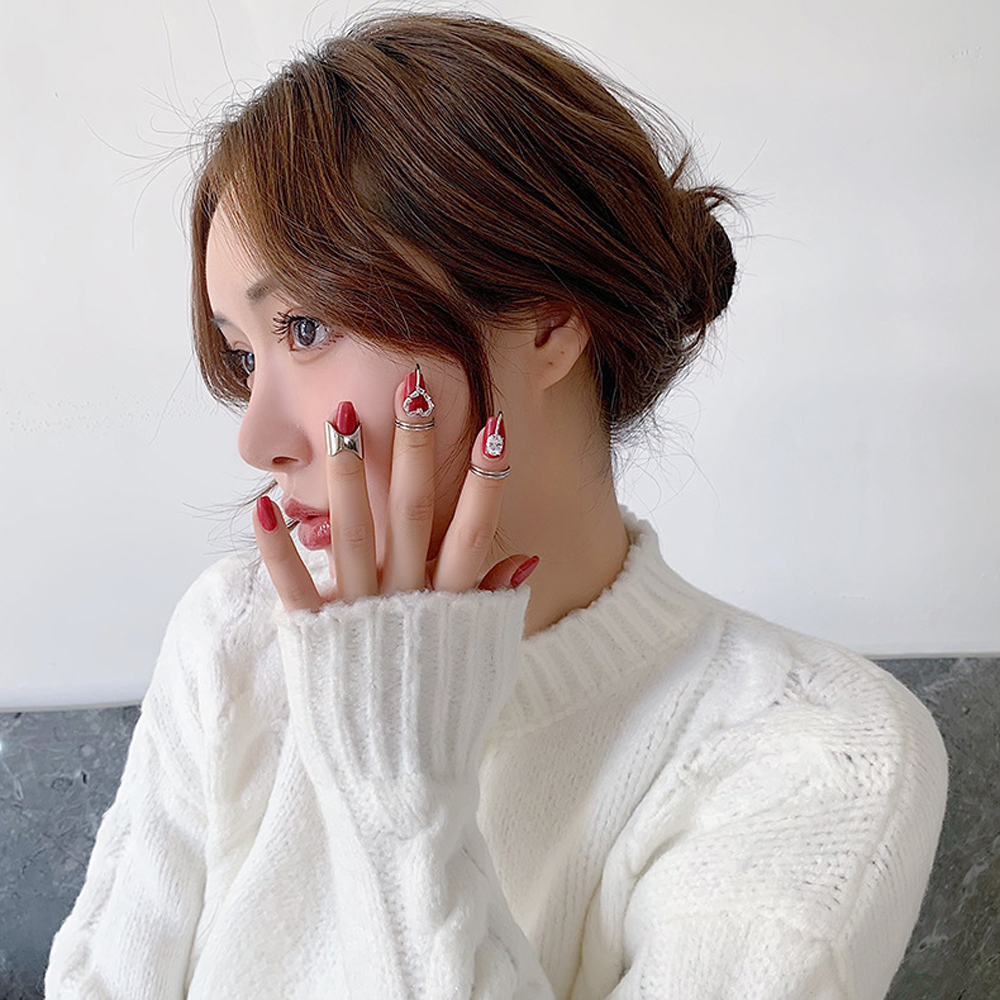 Nhẫn Đeo Tay Kim Loại Hình Trái Tim Đính Đá Thời Trang Cho Nữ