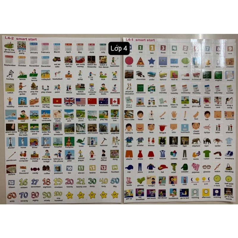 Sticker Từ vựng tiếng anh Smart start lớp 1 đến lớp 5 chuẩn chương trình BGD