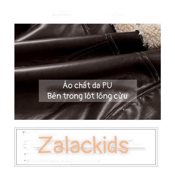 Áo khoác da cho bé lót lông cừu Hàn quốc size 10-32kg tiemnhazam