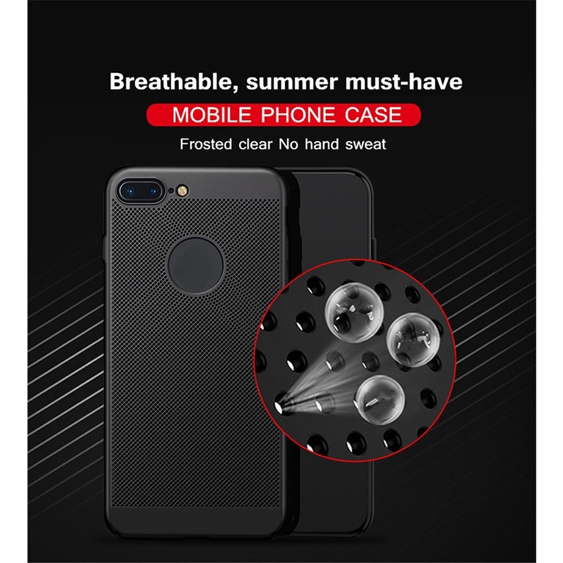 Ốp điện thoại PC cứng siêu mỏng có lỗ thoát nhiệt thích hợp cho iPhone XS Max XR X 8 7 6 6s Plus 5 5S SE