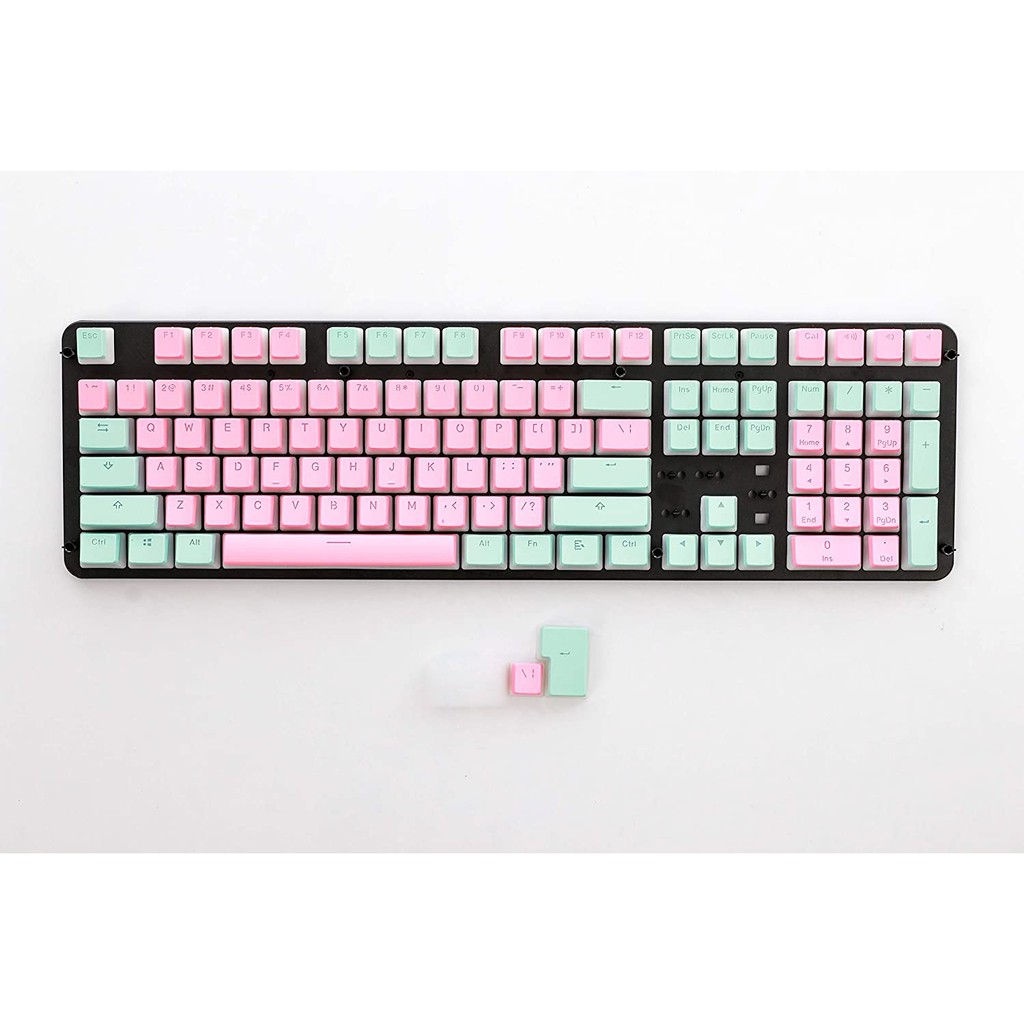 Bàn phím cơ pudding Cyan Pink 108 Double Shot PBT pudding keycap Cấu hình Ansi / ISO-Oem 60% / 87/104/108 bàn phím cơ có đèn nền chuyển đổi