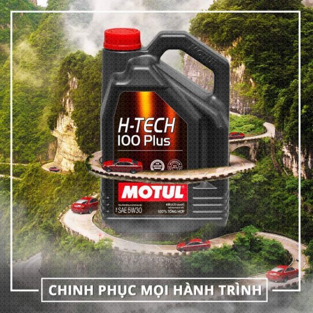 Nhớt tổng hợp 100% Motul H Tech 5W30 100 PLUS API SP cho ô tô, xe hơi, xe ga (dầu toàn phần Htech)