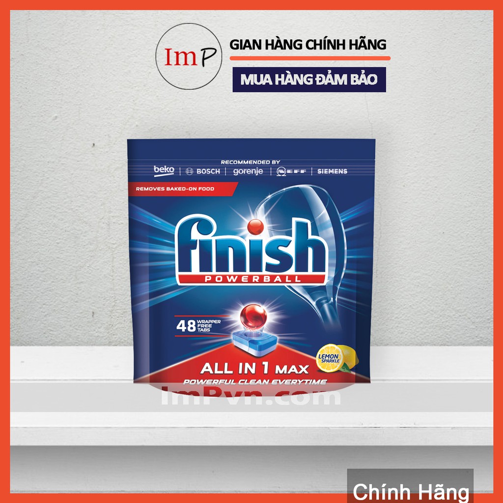 [TRỢ GIÁ THƯƠNG HIỆU] Viên rửa bát Finish All in one Max 80v hương chanh (Hoặc 48 viên)