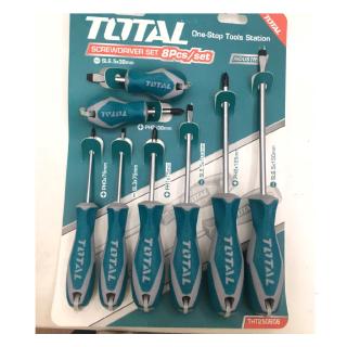 Bộ tuốc nơ vít dẹp và bake 8 chi tiết Total THT250608