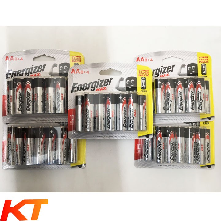 Pin AA  Alkaline chốn chảy 1.5v Energizer E91/LR6 (Xuất xứ Singapore) Loại vỉ 12viên Combo 5 vỉ