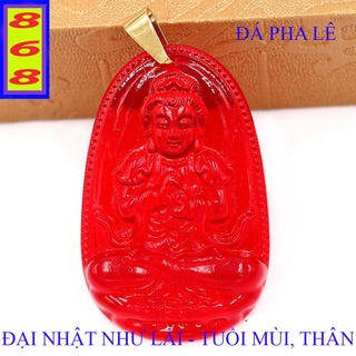 Mặt Dây Chuyền Phật Đại Nhật Như Lai Pha Lê Đỏ 5cm - Mặt Size Lớn - Tặng Kèm Móc Inox
