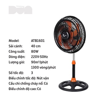 Quạt lửng asia turbo atb1601 - 80w - sải cánh 40cm