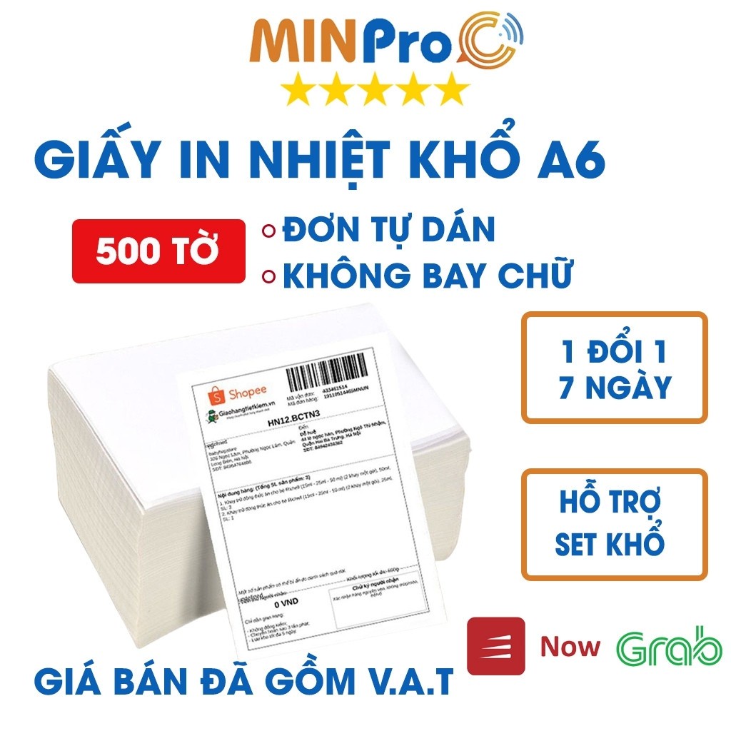 Giấy in nhiệt A6 100x150 (nhập VN) 3 lớp cuộn 350 tem và tệp 500 tem dùng cho máy in nhiệt chuyên dụng
