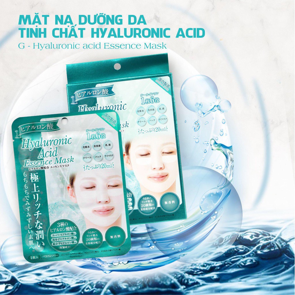 [ Hàng Cao Cấp ] Mặt Nạ Dưỡng Ẩm Trắng Da Hyaluronic Acid Essence Mask, Nội Địa Nhật Bản