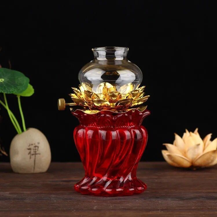 Đèn dầu cát tường lưu ly thủy tinh đèn dầu không khói