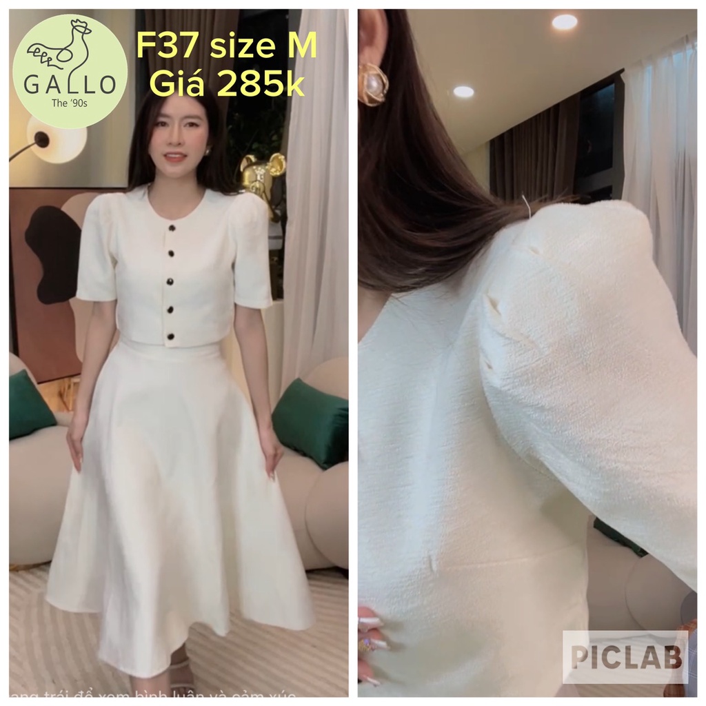Mã F37 size M - Set áo tay phồng chân váy dài hàng Loan Lâm QC Taobao