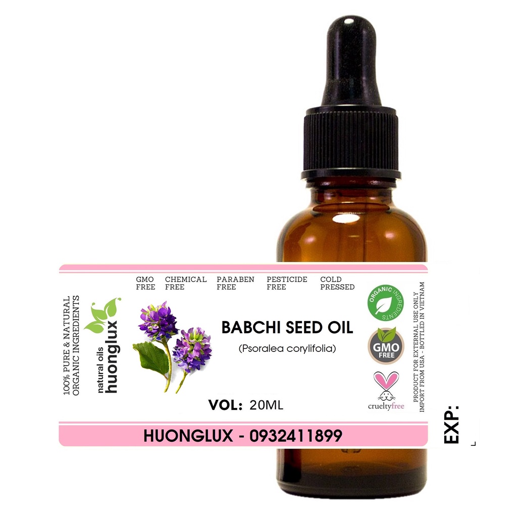 Organic dầu hạt Babchi seed oil hữu cơ cho da mụn (Bakuchiol)