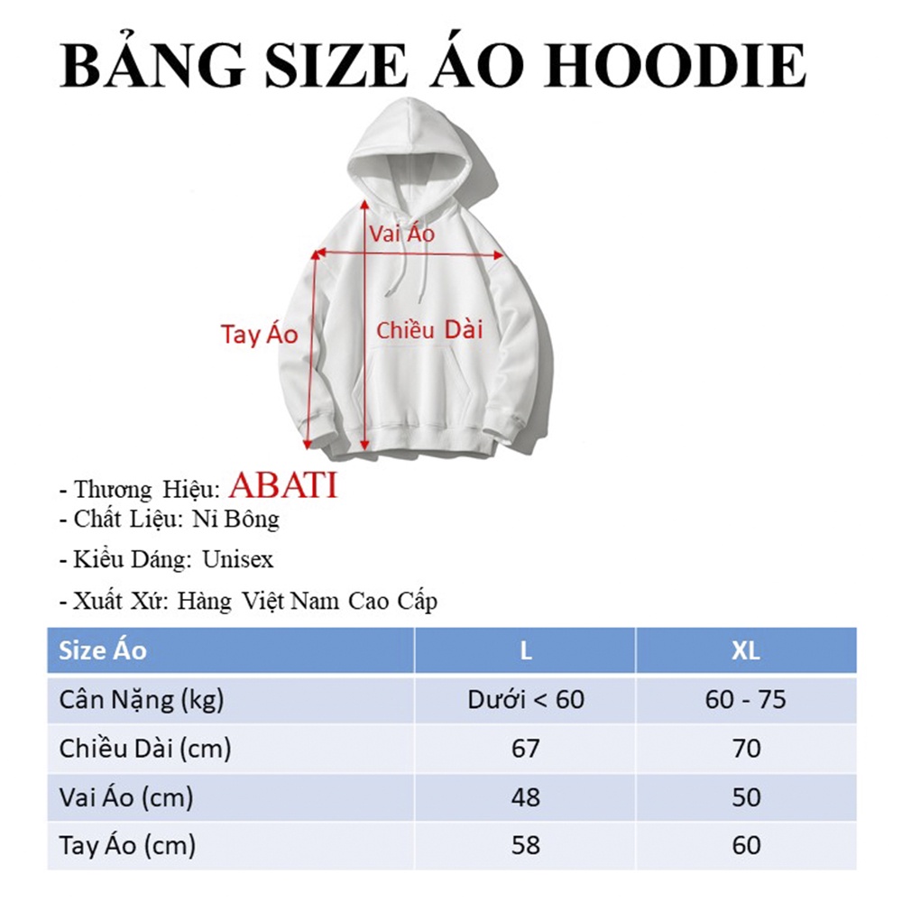 Áo hoodie nỉ bông nam nữ form rộng hàn quốc unisex ABATI áo khoác nỉ hoodie lót nỉ cao cấp ấm áp zip