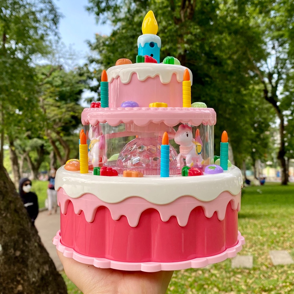 Đồ chơi bánh kem sinh nhật 3 tầng hiệu ứng đèn, nhạc vui nhộn cho bé trai bé gái - Mây Kids