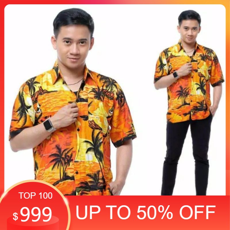 Bán Sỉ Quần Jean GIBRANS - Áo Sơ Mi Đi Biển Tay Ngắn In rayon size M L XL - KEMEJA HAWAI Cho Nam Và Nữ - KEMEJA