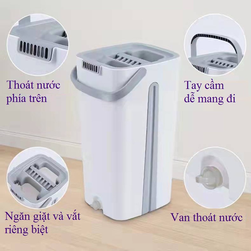 Bộ chổi lau nhà tự vắt thông minh MOP TAKORA  xoay 360 độ, Bộ cây lau nhà tự vắt chính hãng cao cấp