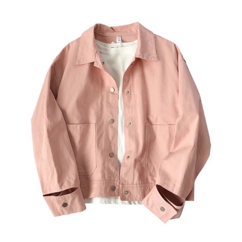 Áo khoác jean kaki hồng