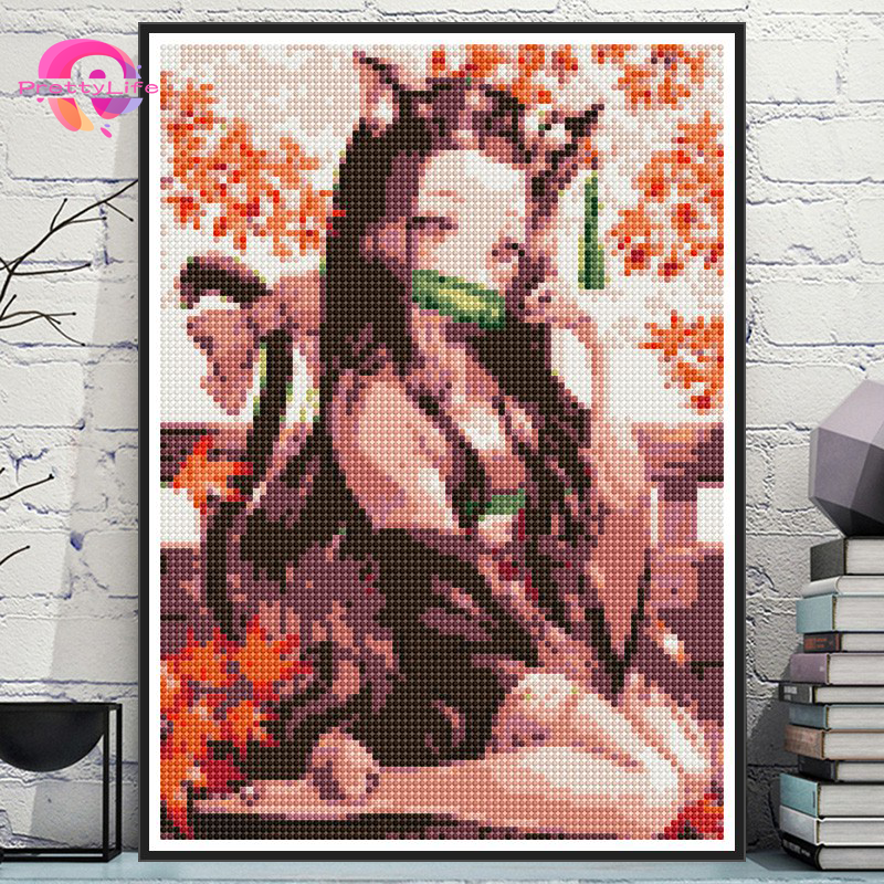 Bộ tranh đính đá DIY họa tiết hoạt hình Demon Slayer kích thước 30x40cm