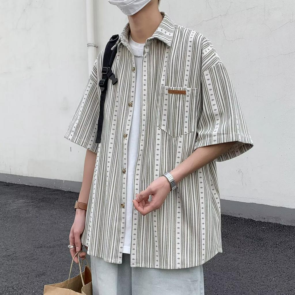 Áo Sơ Mi Nam Tay Ngắn Kẻ Sọc Thời Trang Hàn Quốc