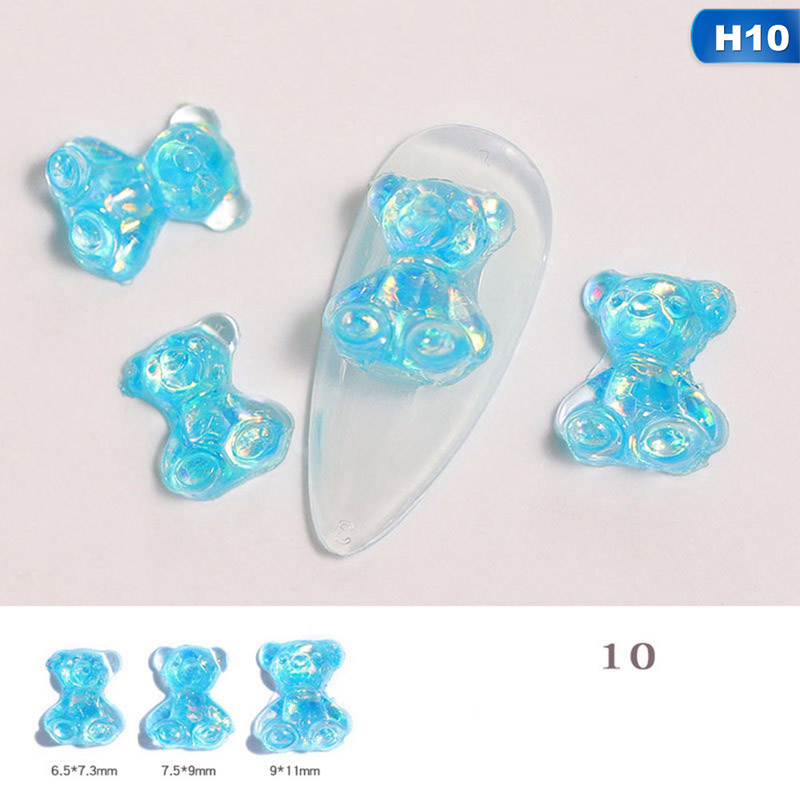 Set 3 hộp phụ kiện trang trí móng tay nghệ thuật hình gấu 3D dễ thương