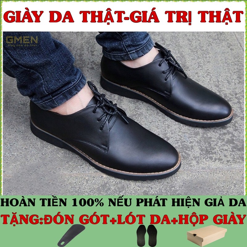 Giày da nam cao cấp da thật mềm mại đế cao su êm chân phong cách trẻ trung GM6899