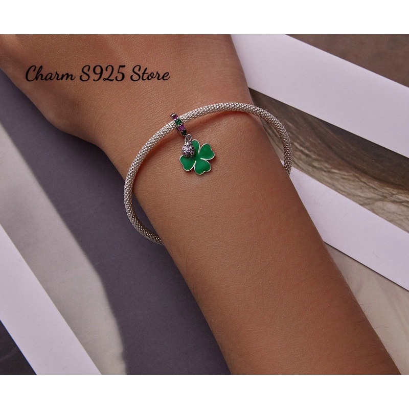 CHARM TREO CỎ 4 LÁ BẠC S925 CAO CẤP CHÍNH HÃNG