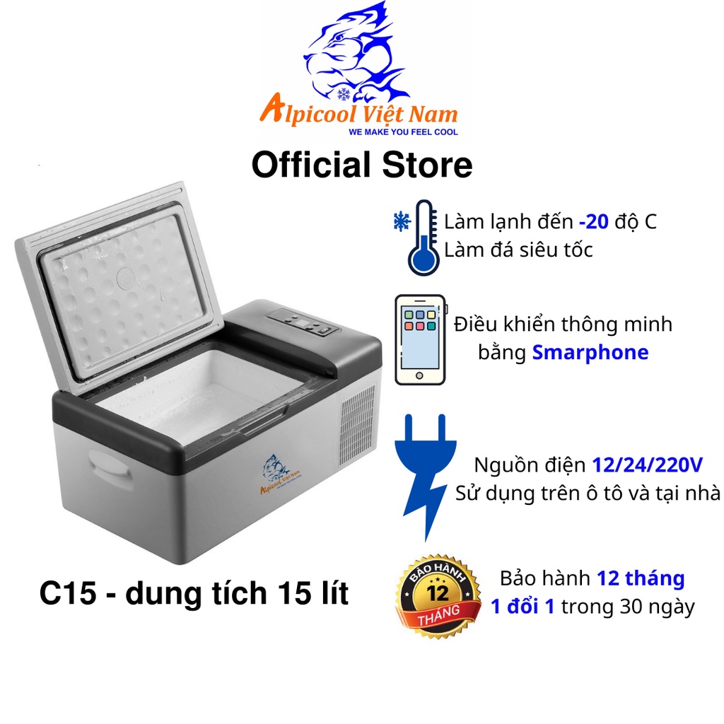 Official Store - Tủ lạnh mini ô tô Alpicool Việt Nam 36 lít 2 ngăn chính hãng, cắm trại, dã ngoại,du lịch, bảo quản