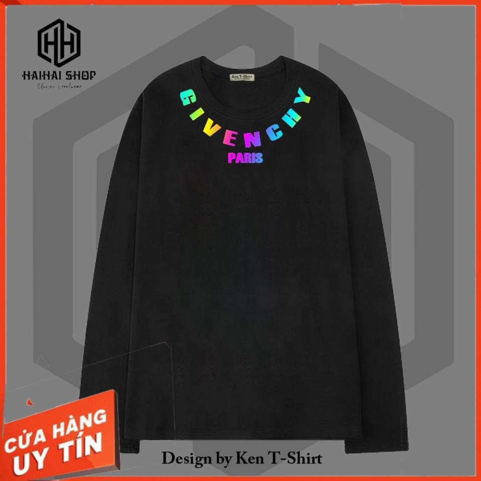 [Siêu Ưu Đãi]  Áo Thun Tay Dài Phản Quang Givenchy Paris Vải Dày, Ken T-Shirt