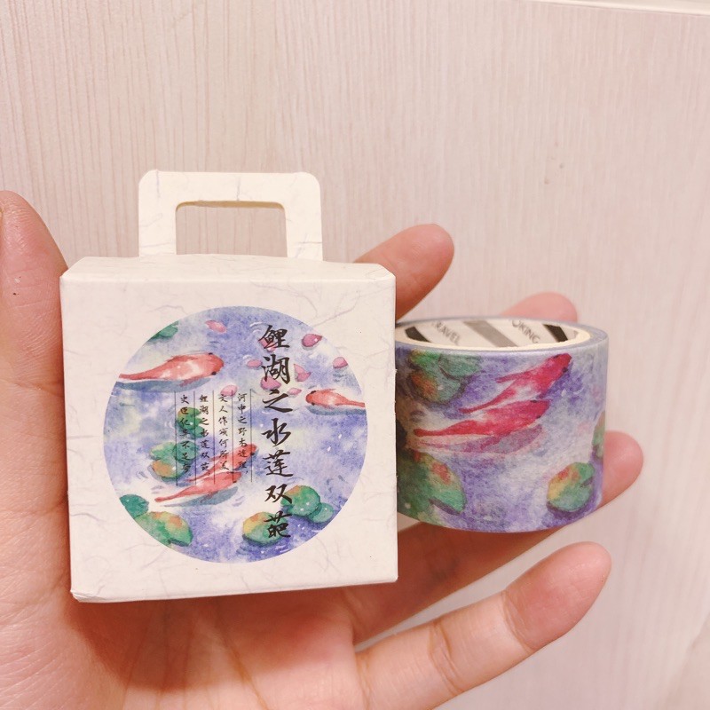 Băng dính trang trí Washi tape mẫu hoa sen 1