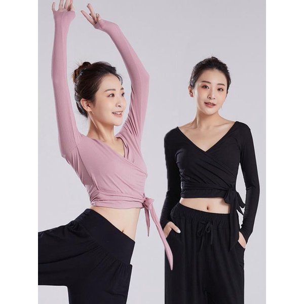 Áo Liền Quần Múa Ba Lê Ngắn Tay Cổ Chữ v Dây Buộc Phía Trước Màu Đen Cho Người Lớn Tập Gym 13