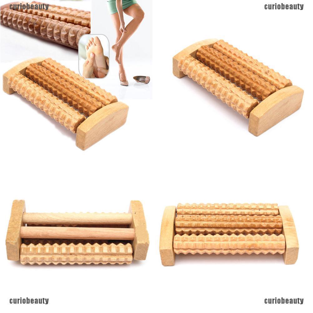 Dụng cụ lăn mát xa bấm huyệt chân cầm tay bằng gỗ 13.9x7.8x3 tiện lợi
