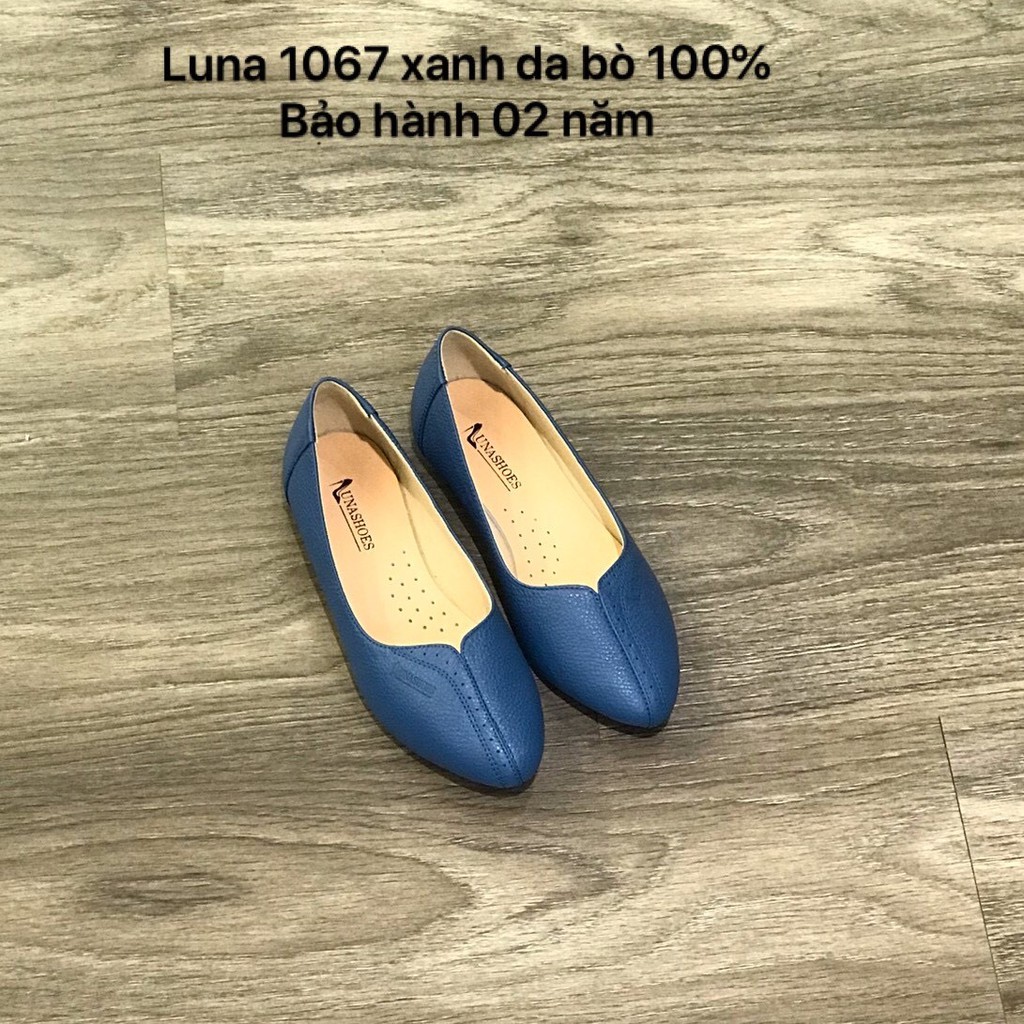 Giày bệt nữ mũi tròn da bò mềm êm chân Lunashoes (1067) giầy mũi nhọn da thật cao cấp nhiều màu (BH 24TH)