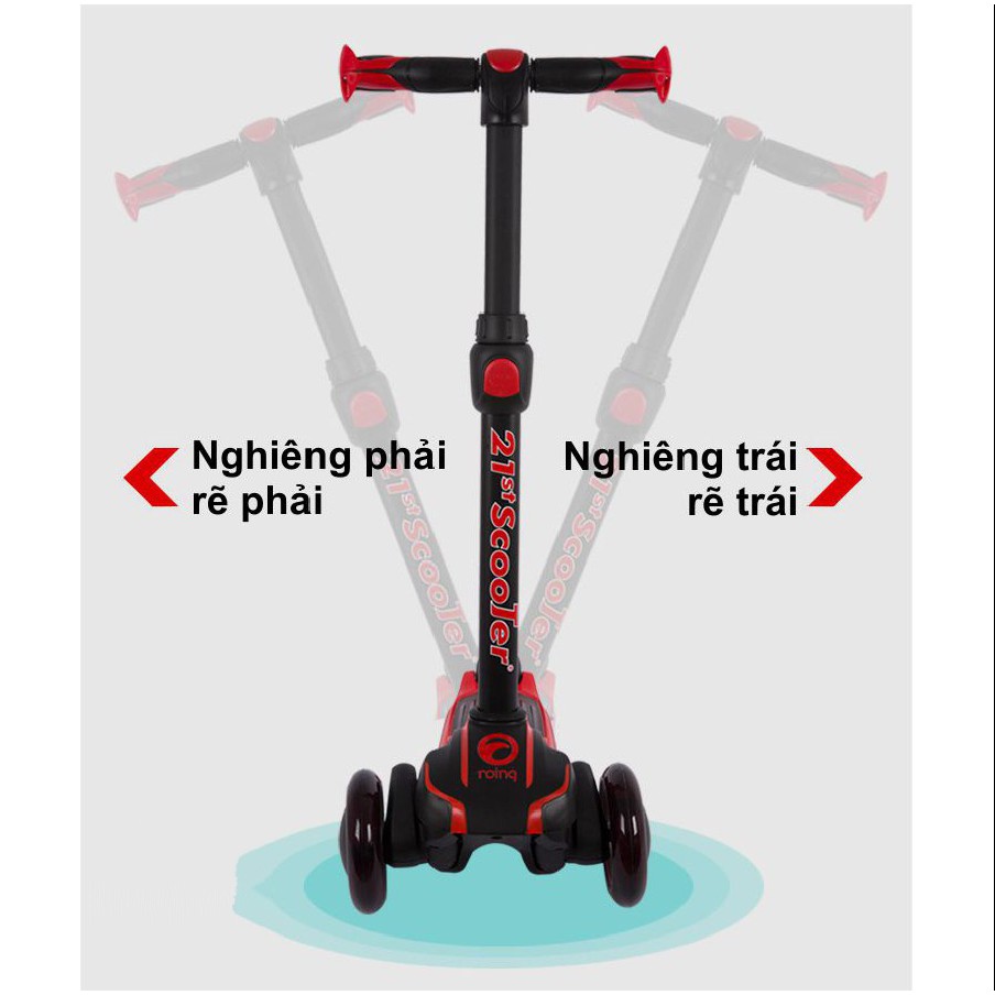 Xe trượt scooter giảm xóc 21st 3 bánh phát sáng cho bé - Tặng bảo hộ 7 món - HanruiOffical