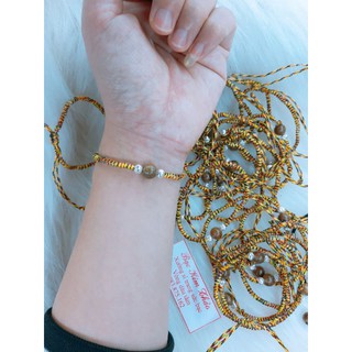 Vòng trầm hương tết chỉ ngũ sắc và bi bạc may mắn