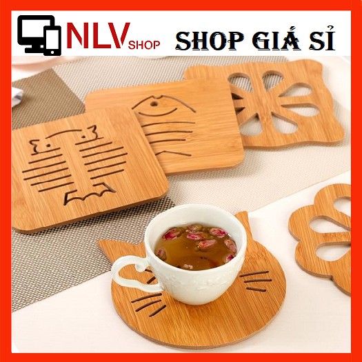 Miếng Kê Ly - Lót Ly Nhỏ Nhiều Hình Bằng Gỗ