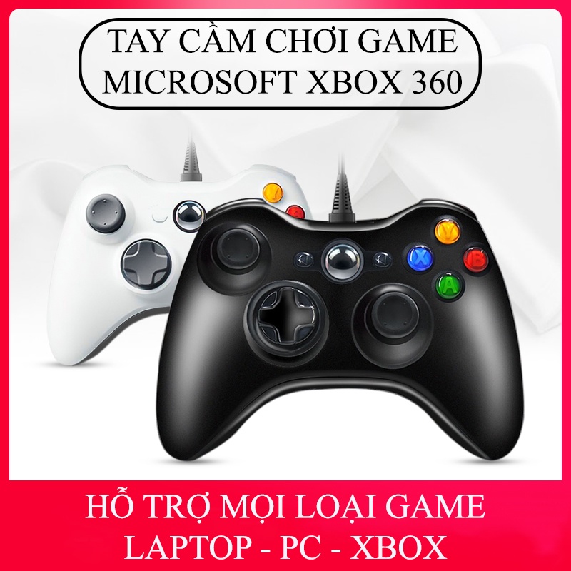 Tay cầm Chơi Game Microsoft Xbox 360 Full Box Có Rung có dây dùng được cho mọi PC, Laptop full skill all game - K1236