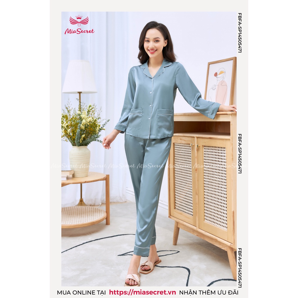 Bộ Đồ Ngủ Pyjama Cổ Điển Mia Secret Lụa Thái Cao Cấp - Xanh Ghi Dài Tay - SP14506813 | BigBuy360 - bigbuy360.vn