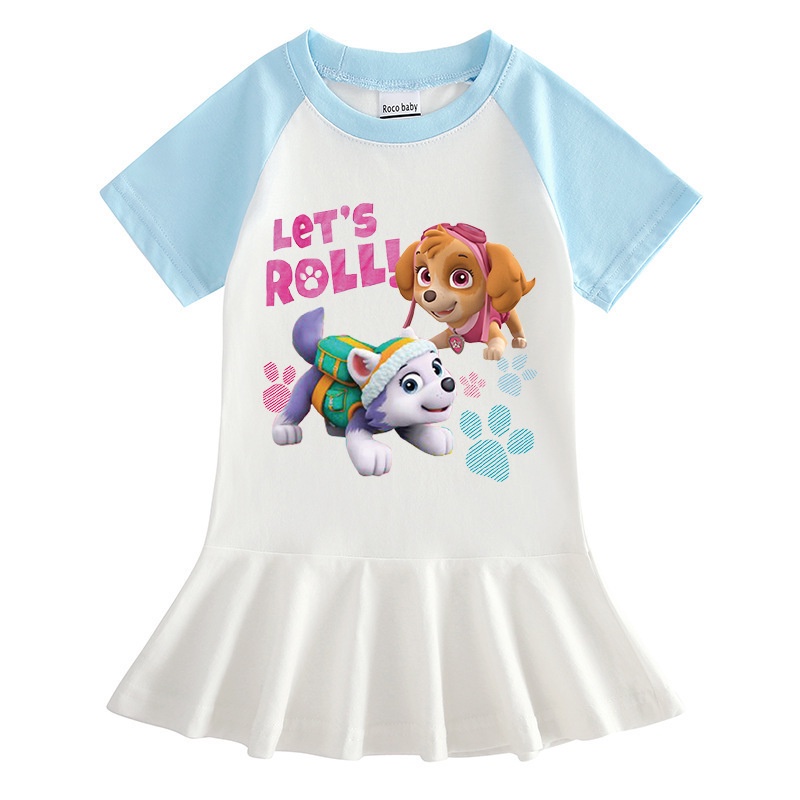 Đầm Tay Ngắn In Hoạt Hình PAW Patrol Phối Màu Dễ Thương Cho Bé Gái