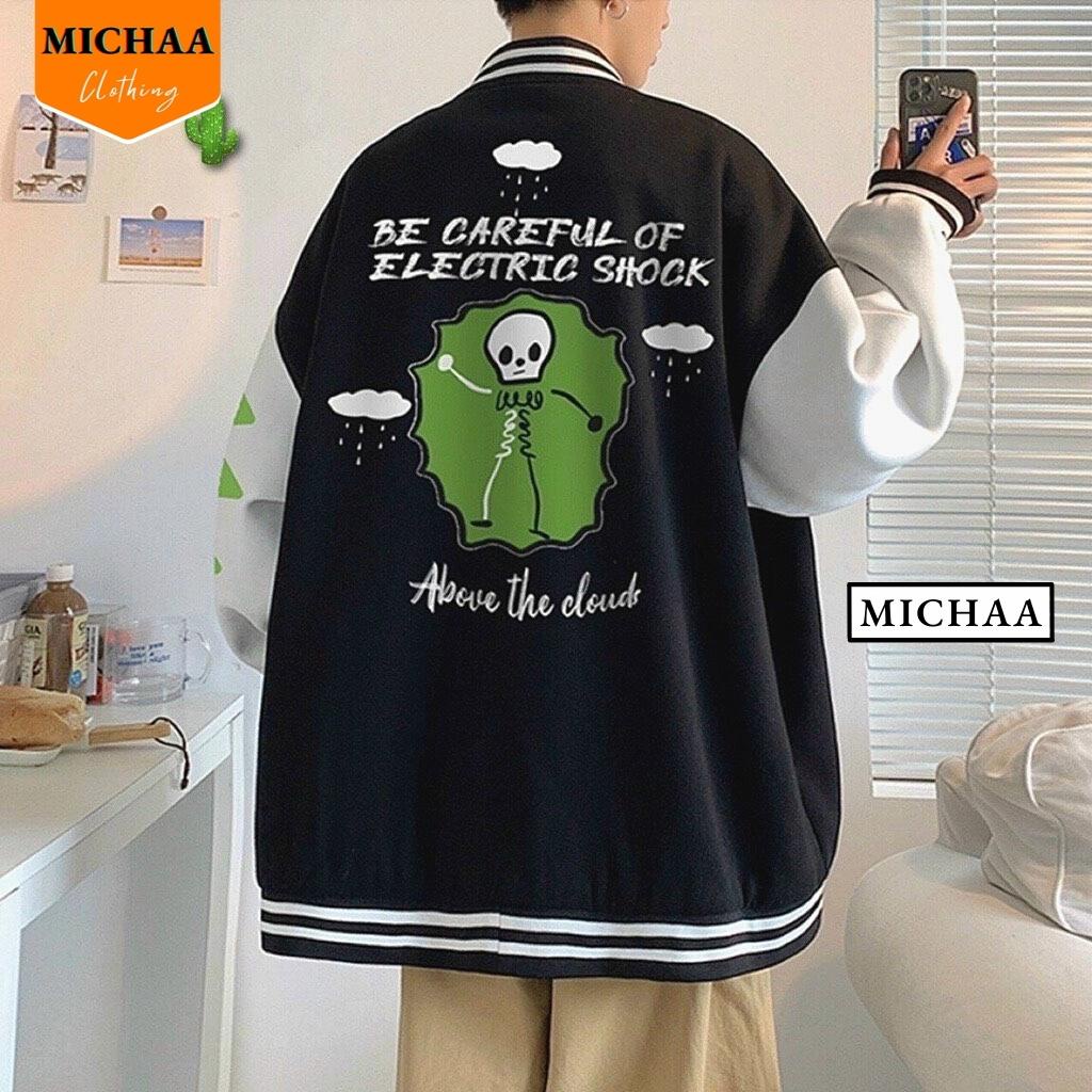 Áo Khoác Nỉ BE CAREFUL Nữ Form Bomber Ngắn Vải Nỉ Hình In Đẹp - MICHAA
