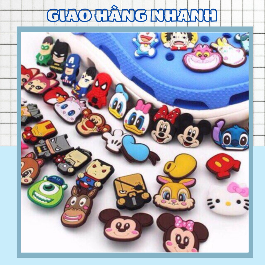 Set 10 Stick Jb Jitbbitz Sticker 2D Dễ Thương Nhiều Hình Gắn Dép Sục, Dép Cá Sấu Nam Nữ 88234